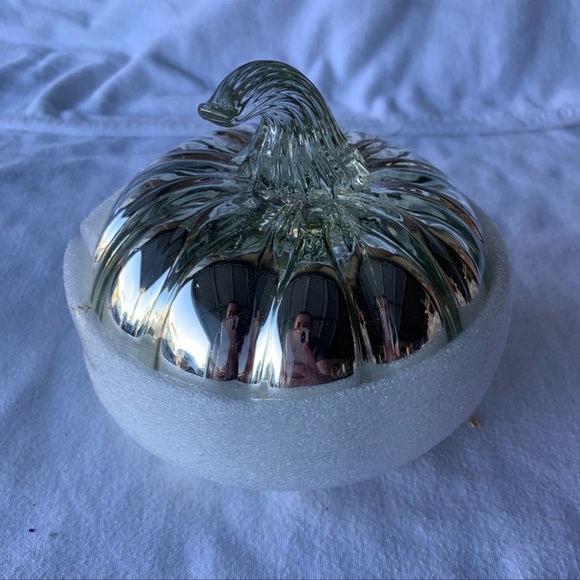 Pottery Barn Holiday New Pottery Barn Recycled Antiqued Silver Mercury Glass Pumpkin Decor